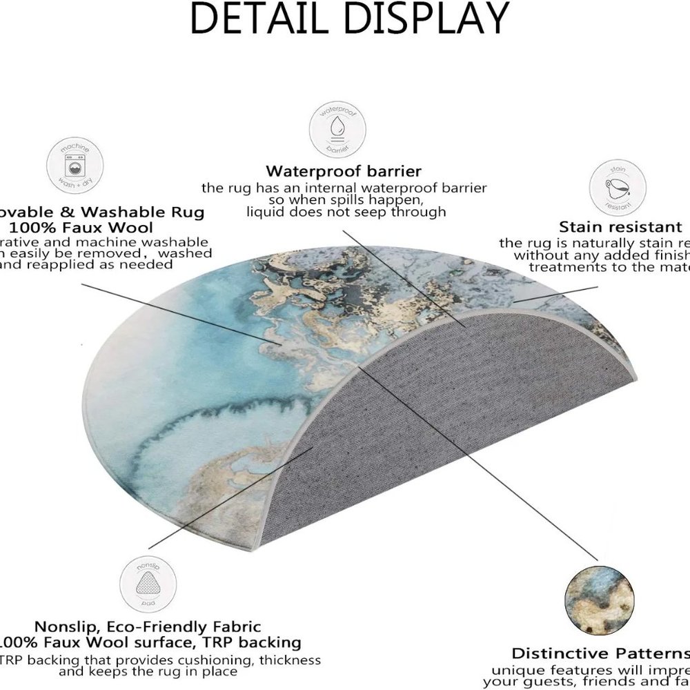 Marble Pattern Round Area Rug - 3' Diameter - Picture 6 of 7